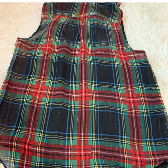 J CREW SLEEVELESS FESTIVE TARTAN PLAID BLOUSE - SMALL. R - Picture 4 of 5